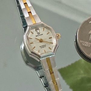 Vintage Petite Waltham Two-tone Diamond Quartz Watch